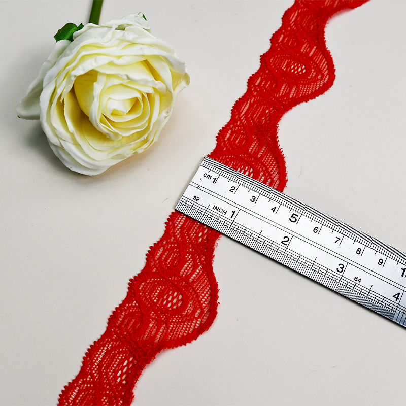 Elastic Lace 3.5CM Fashion 3D Nylon Spandex Stretch White Floral Lace Trim 106315#