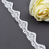 Elastic Lace 2.3CM Fashion 3D Nylon Spandex Stretch White Floral Lace Trim 106597#