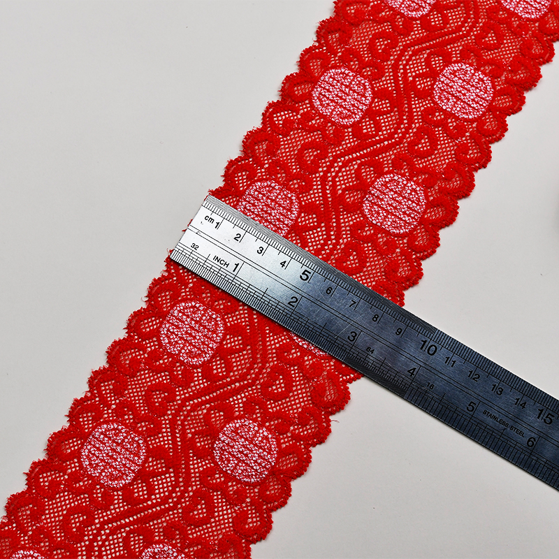 8.5CM Wholesale Bicolor knitted Elastic Lace Trim, nylon spandex stretch lace trim for women dress 00391#
