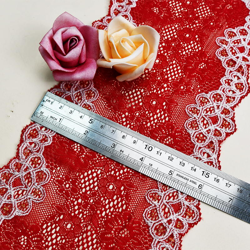 Professional Lace Manufacturer High Quality 15cm Stretch White Floral Lace Trim for Women E028#