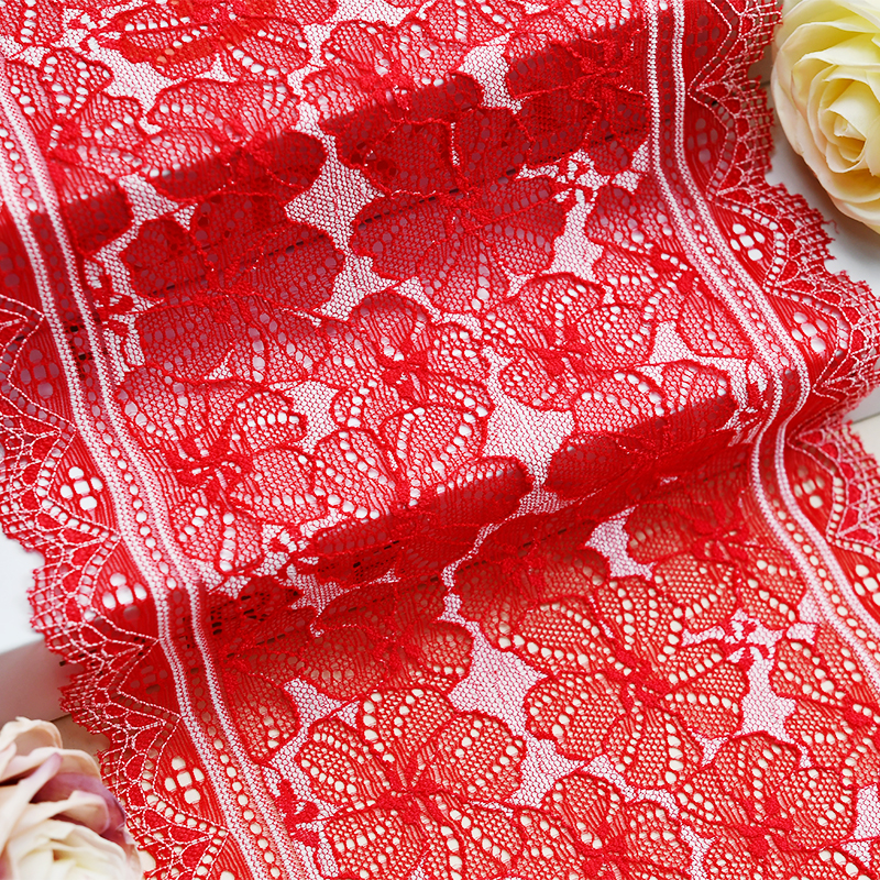 Ready Stock Lace High Quality 18.5cm Women's Elastic Floral Lace Trim 16398#