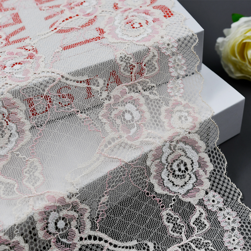 Professional Lace Manufacturer High Quality 19.5cm Stretch White Floral Lace Trim for Women A040#
