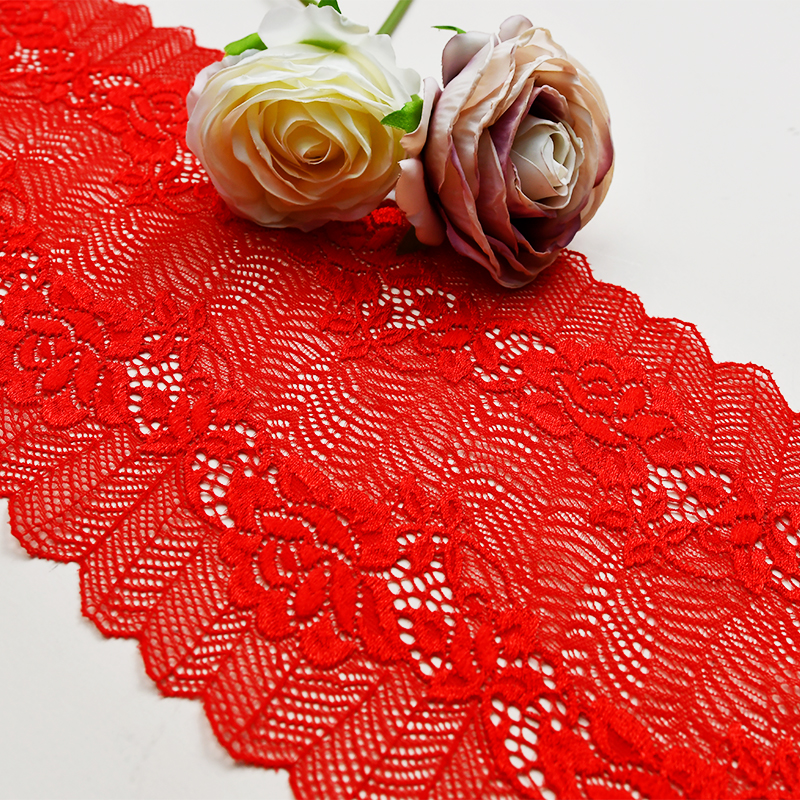 manufacturers supply17.5cm wide warp knitted white lace underwear clothing accessories DIY wedding dress stretch lace 9079#