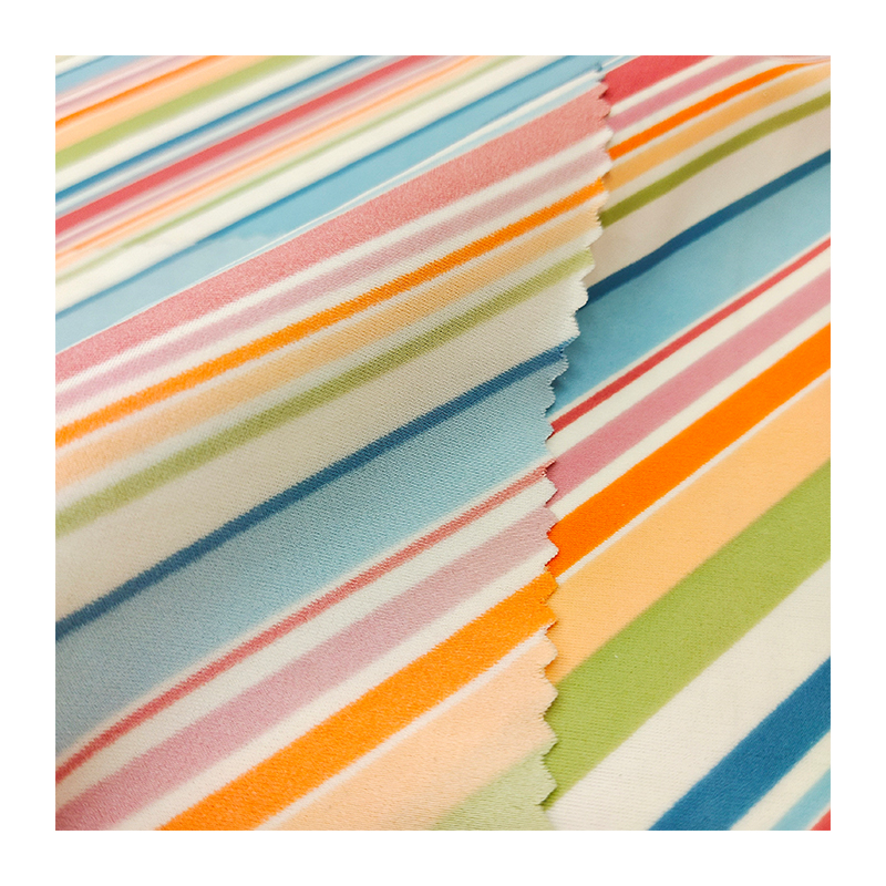 85% Polyester 15% Spandex 4 Way Stretch Color Stripe Printed Design Swimwear Fabric for Bikini Yoga Garment