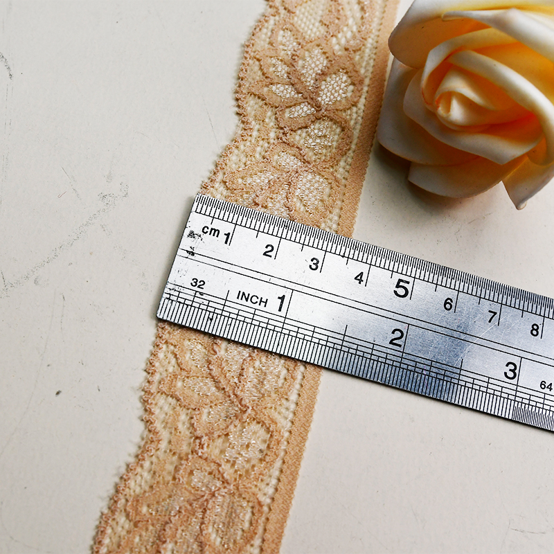 3.7cm Wholesale Bicolor knitted Elastic Lace Trim, nylon spandex stretch lace trim for women dress 106252#