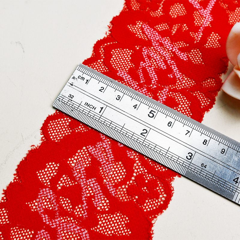 7.1cm Wholesale Bicolor knitted Elastic Lace Trim, nylon spandex stretch lace trim for women dress 116666#