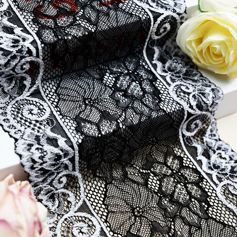Professional Lace Manufacturer High Quality 18.5cm Stretch White Floral Lace Trim for Women 1314A#