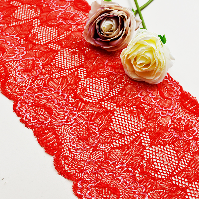 Professional Lace Manufacturer High Quality 18.5cm Stretch White Floral Lace Trim for Women B073#