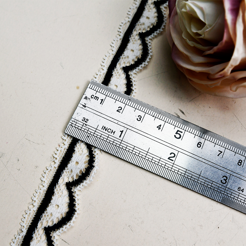 2cm Wholesale Bicolor knitted Elastic Lace Trim, nylon spandex stretch lace trim for women dress 61100-2#