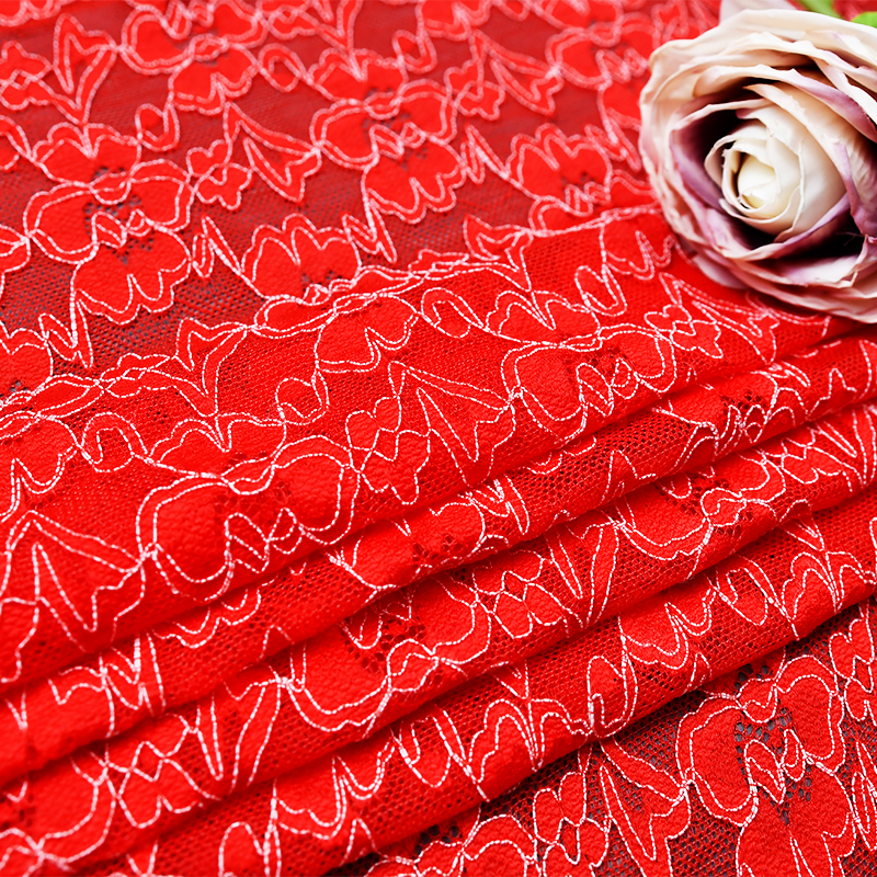 Wholesale two-color knitted elastic lace fabric women's dress 6598#