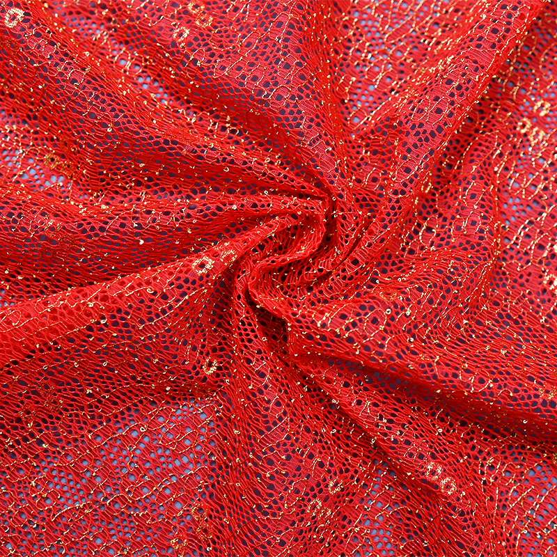 Wholesale two-color knitted elastic lace fabric women's dress 80669#