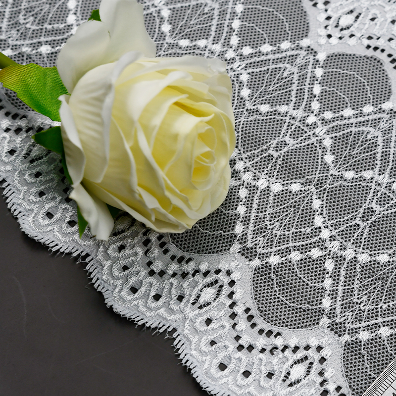 Professional Lace Manufacturer High Quality 18cm Stretch White Floral Lace Trim for Women 2207#