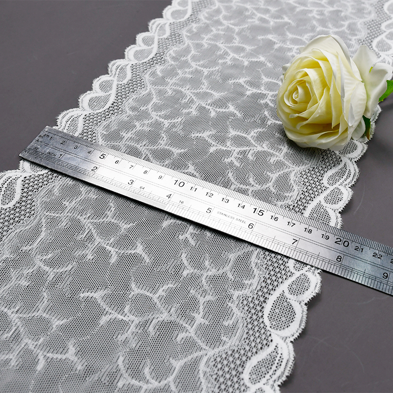Professional Lace Manufacturer High Quality20cm Stretch White Floral Lace Trim for Women 4033#