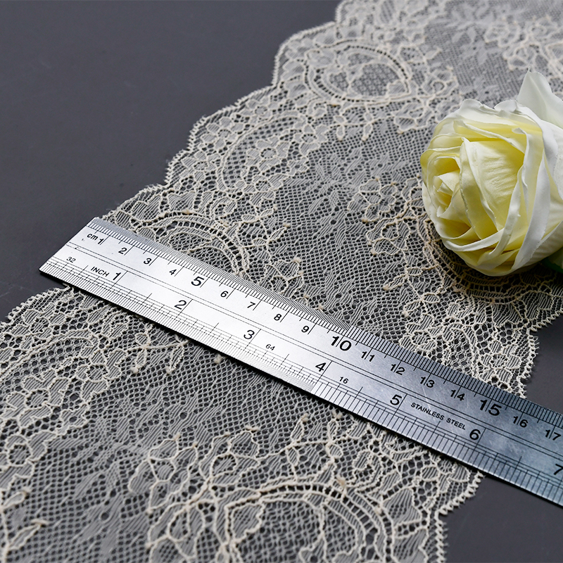 Professional Lace Manufacturer High Quality17cm Stretch White Floral Lace Trim for Women7213#