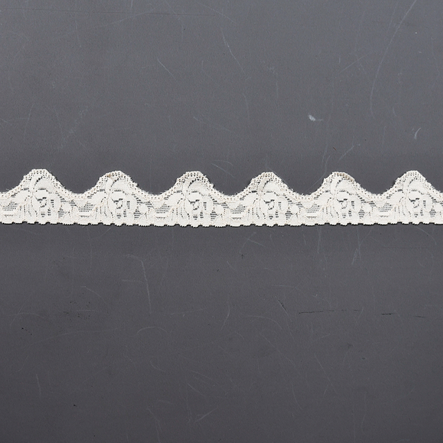Elastic Lace 3CM Fashion 3D Nylon Spandex Stretch White Floral Lace Trim 106265#