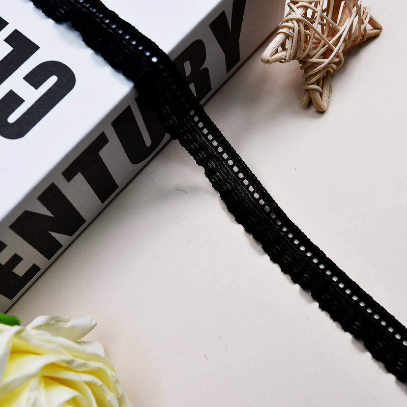 Elastic Lace 1.5CM Fashion 3D Nylon Spandex Stretch White Floral Lace Trim 116673#