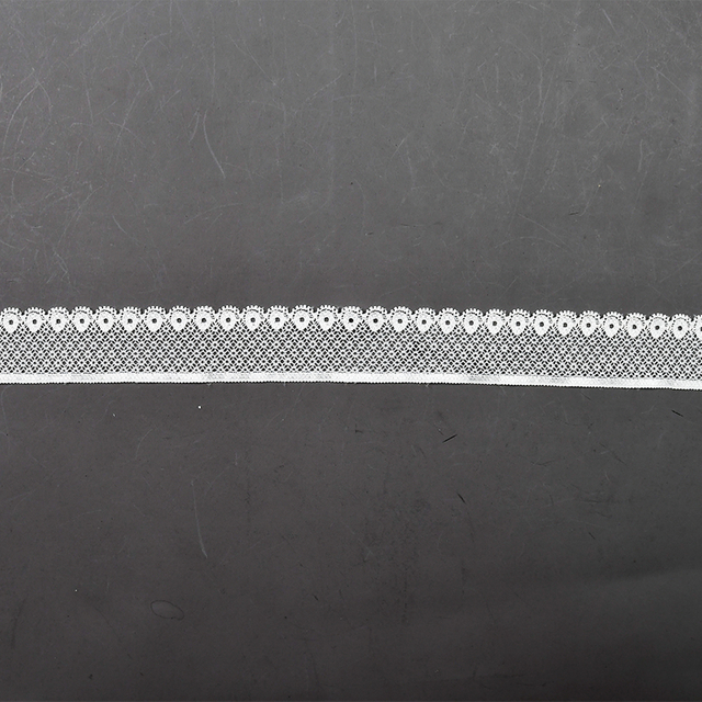 Elastic Lace 3CM Fashion 3D Nylon Spandex Stretch White Floral Lace Trim 59099-2#