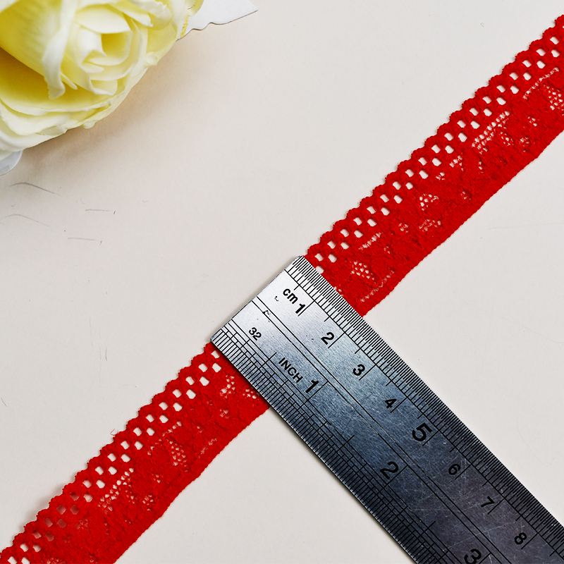 Elastic Lace 2CM Fashion 3D Nylon Spandex Stretch White Floral Lace Trim 116602#