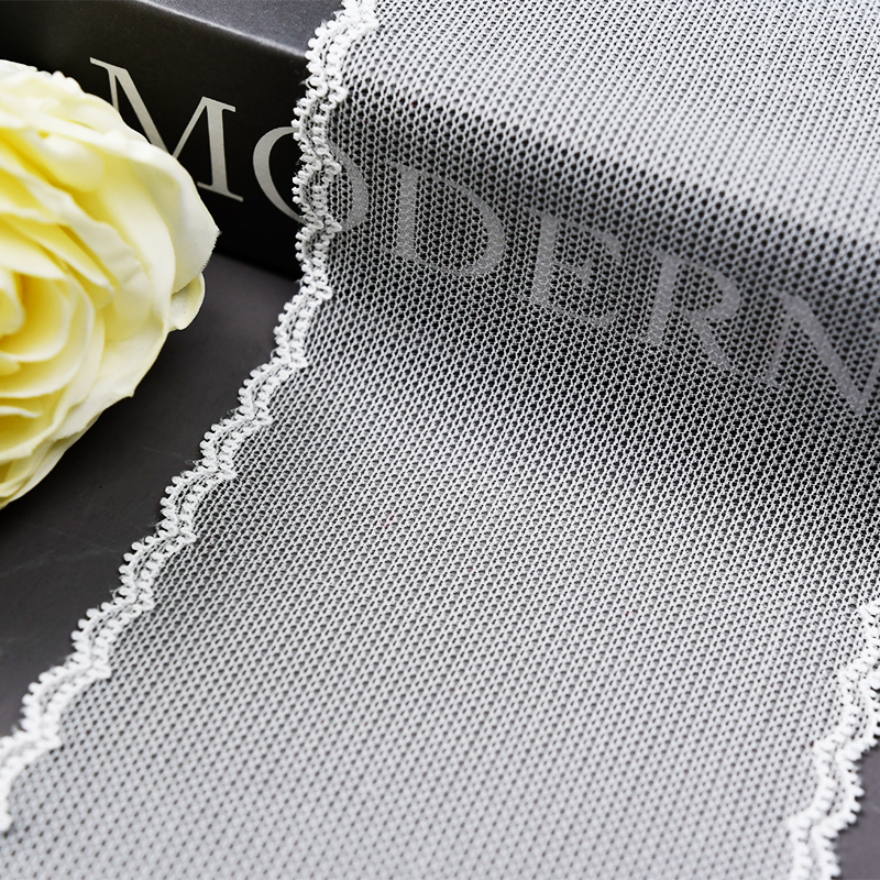 Elastic Lace 9CM Fashion 3D Nylon Spandex Stretch White Floral Lace Trim 5458A#