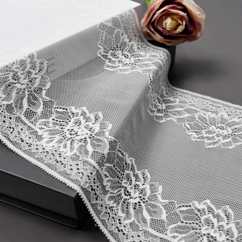 Ready Stock Lace High Quality 19.5cm Women's Elastic Floral Lace Trim 71760#