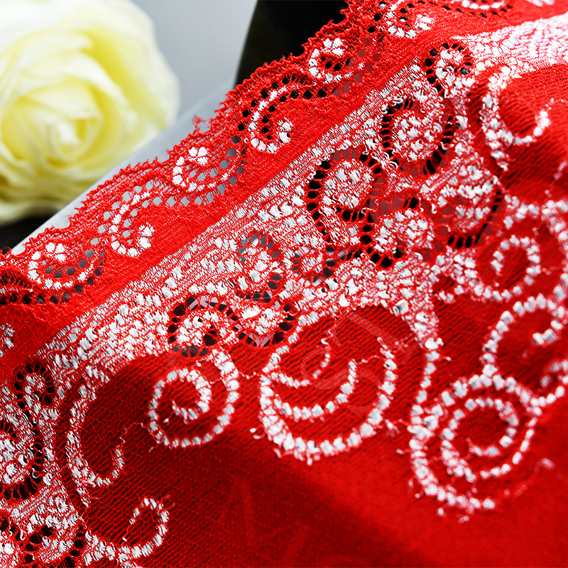 Ready Stock Lace High Quality 19.5cm Women's Elastic Floral Lace Trim 9666#