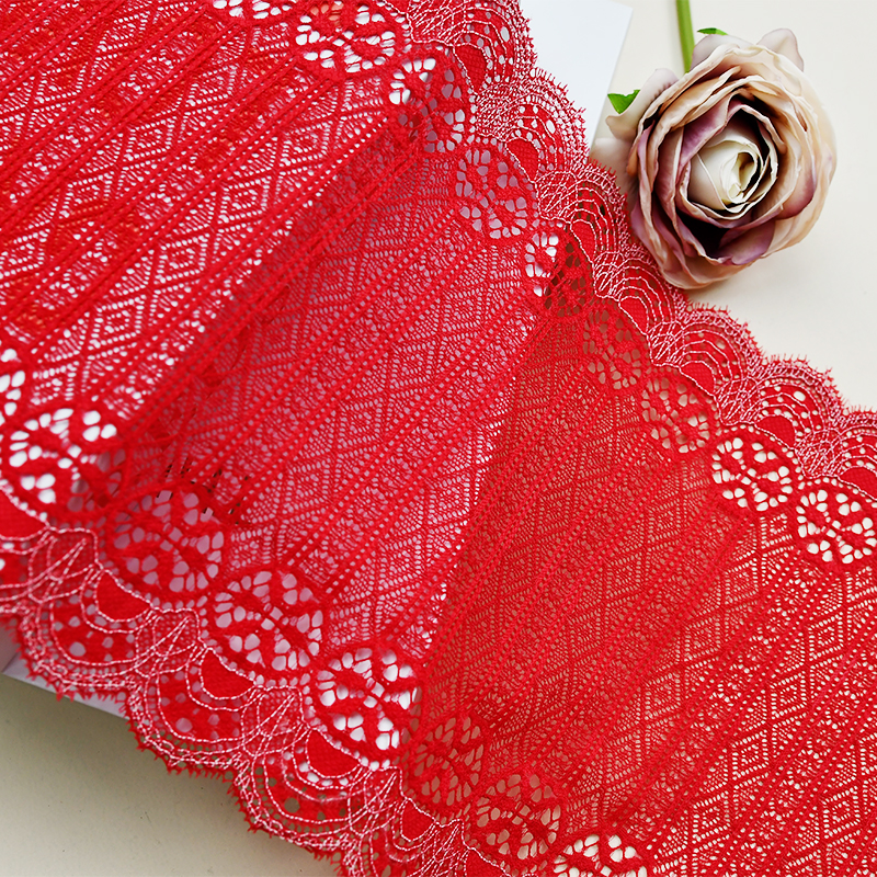Ready Stock Lace High Quality 19cm Women's Elastic Floral Lace Trim 65150#