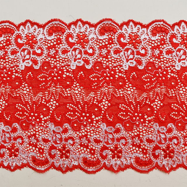 Professional Lace Manufacturer High Quality 18cm Stretch White Floral Lace Trim for Women K139#