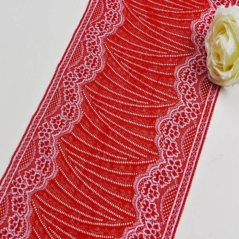 21cm Wholesale Two Color Knitted Elastic Lace Trim, Elastic Lace Trim Women's Dress 61119#