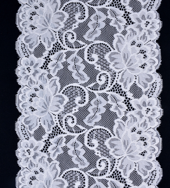 Professional Lace Manufacturer High Quality 18cm Stretch White Floral Lace Trim for Women 1660#
