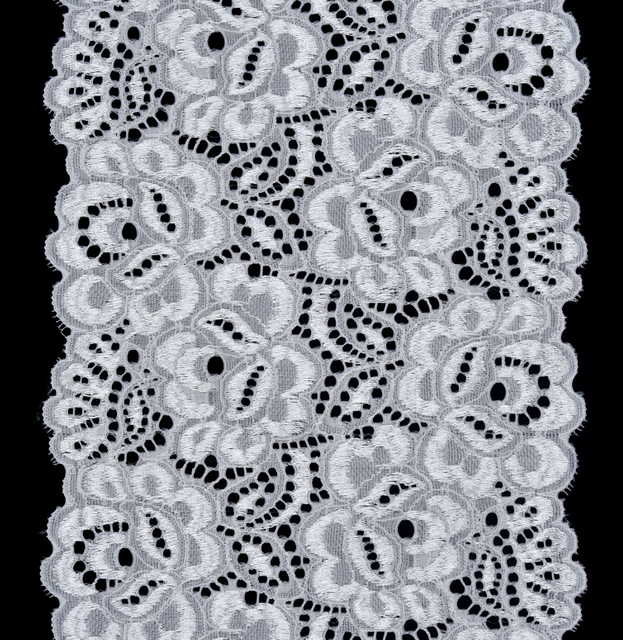 Professional Lace Manufacturer High Quality 18cm Stretch White Floral Lace Trim for Women 1579#